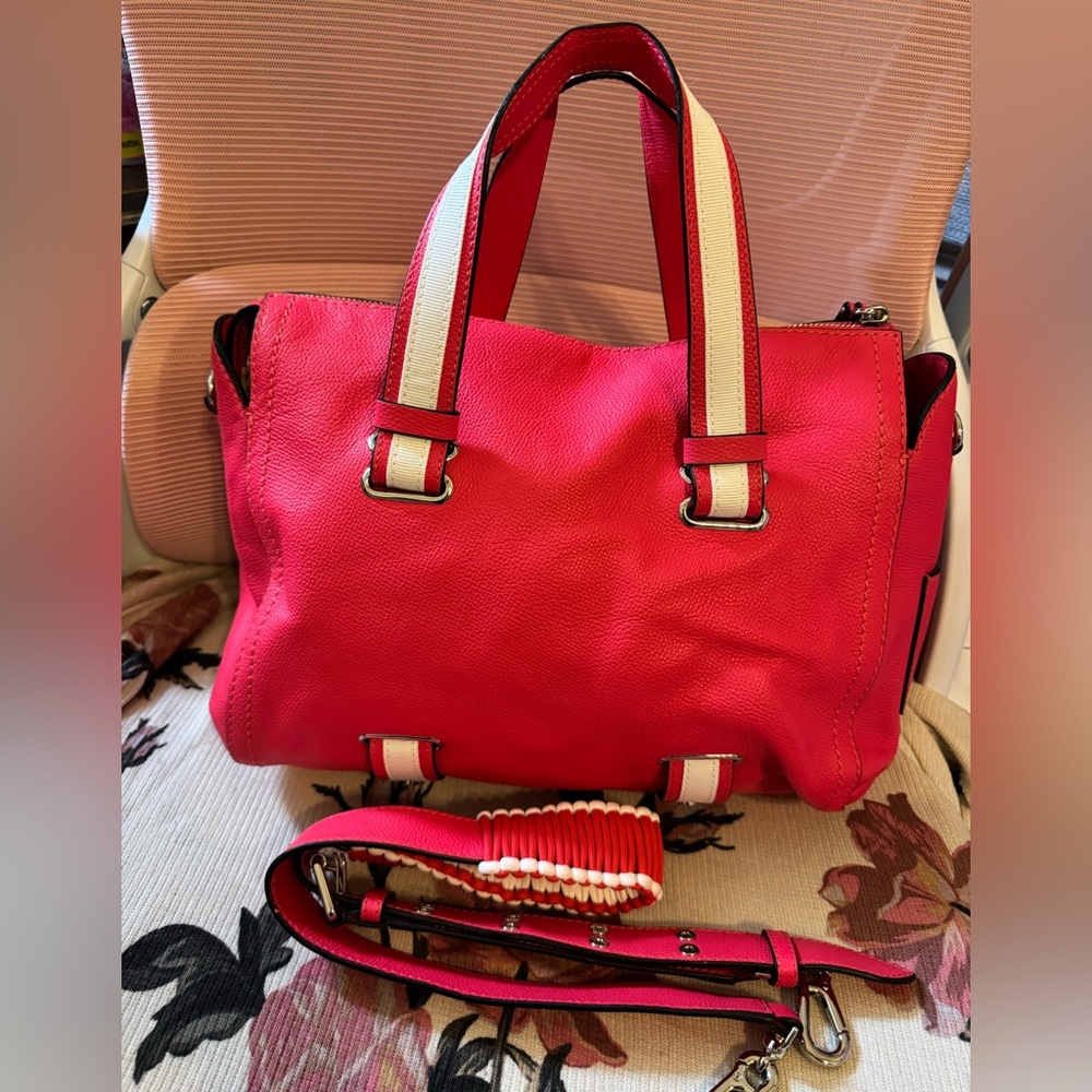 Henri Bendel Hot Pink Leather Barrel Satchel Tote - Picture 2 of 4